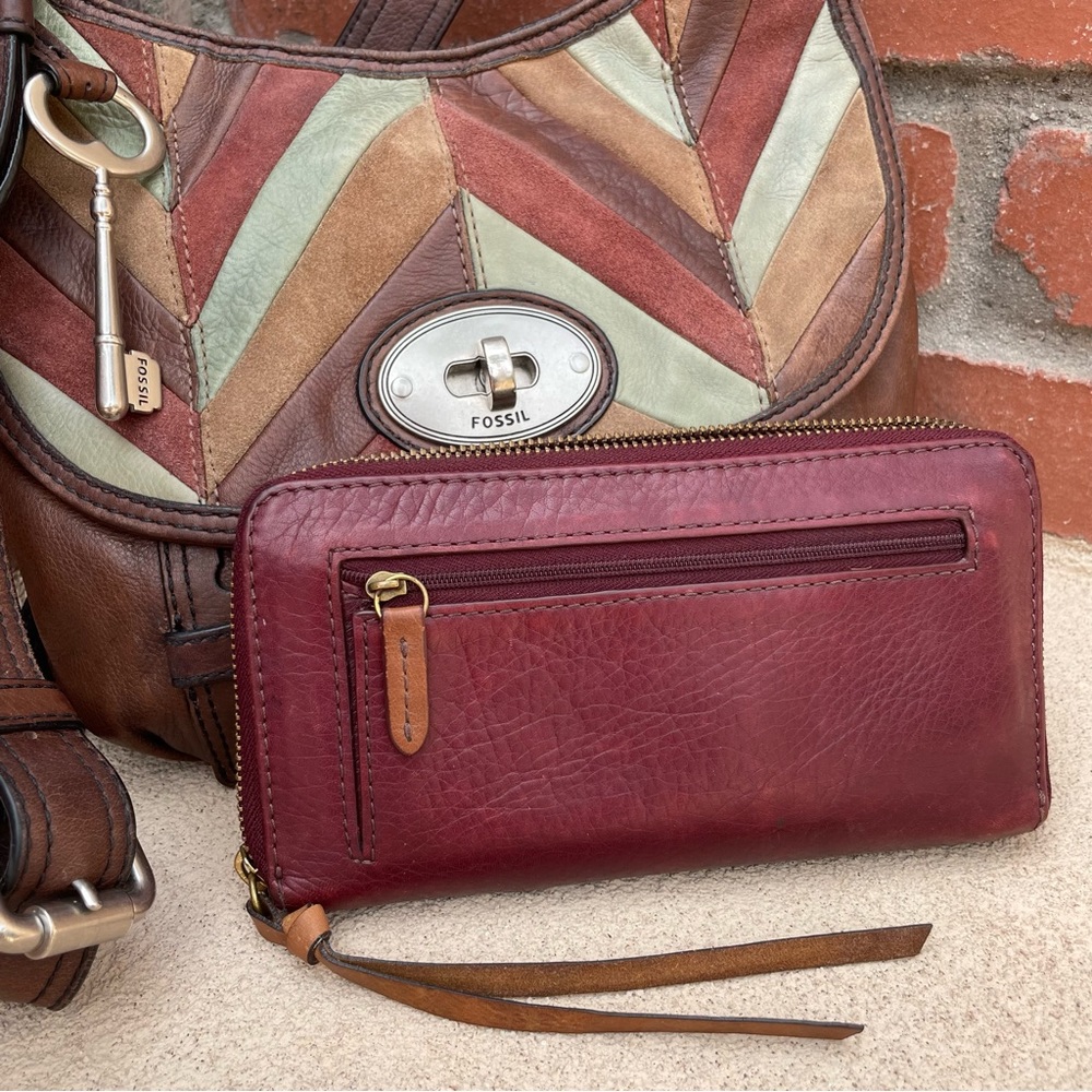 Fossil”Maddox”Bag Bundle Patchwork Multicolor Lea… - image 3